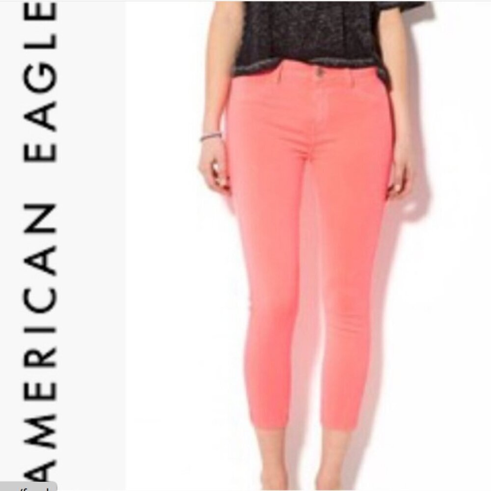American Eagle Hi-Rise Jegging Crop Coral Size 12